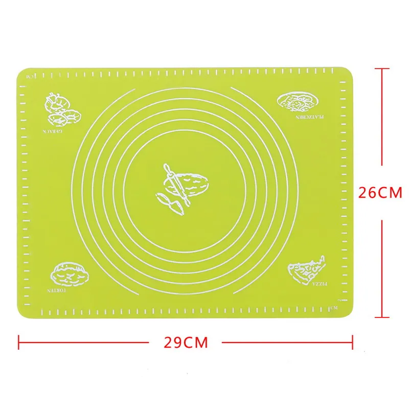 green 29 x 26 cm Силиконовый коврик для выпечки, тесто для пиццы, кондитерские изделия, кухонные гаджеты, инструменты для приготовления пищи, посуда для выпечки, коврики, вкладыши, предметы, принадлежности - Цвет: green 29 x 26 cm