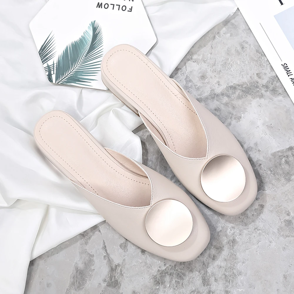 Мюли женские летние на каблуке повседневные шлепанцы сланцы для дома пляжа улицы