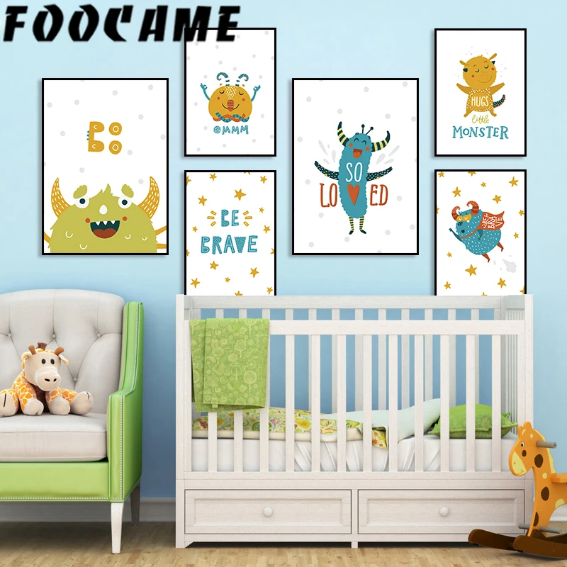 

Милый монстр мультфильм постер скандинавский холст печать Искусство украшение дома картина настенные картины детская комната детская