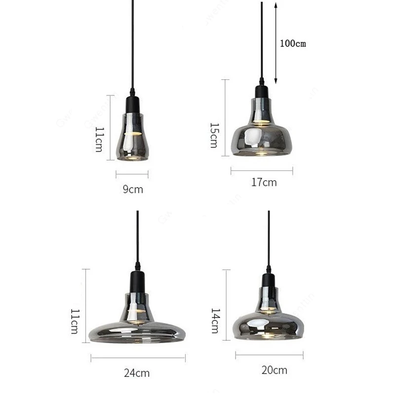 Подвесные светильники из дымчатого стекла современные кухонные лампы для кафе