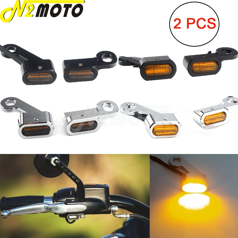 

2PCS Mini E4 12V LED Handlebar Turn Signals Indicator Blinker Light For Harley Sportster XL SuperLow Iron 48 72 883 1200 2004-21