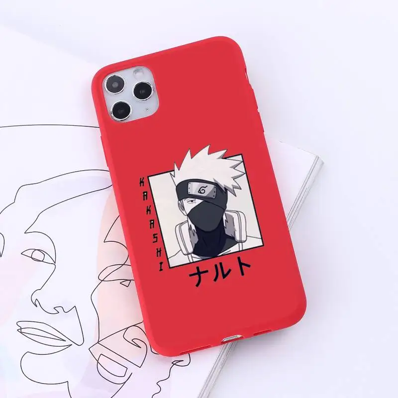 

Naruto kakashi japanese anime high quality luxury Phone Case Candy Color for iPhone 6 7 8 11 12 s mini pro X XS XR MAX Plus