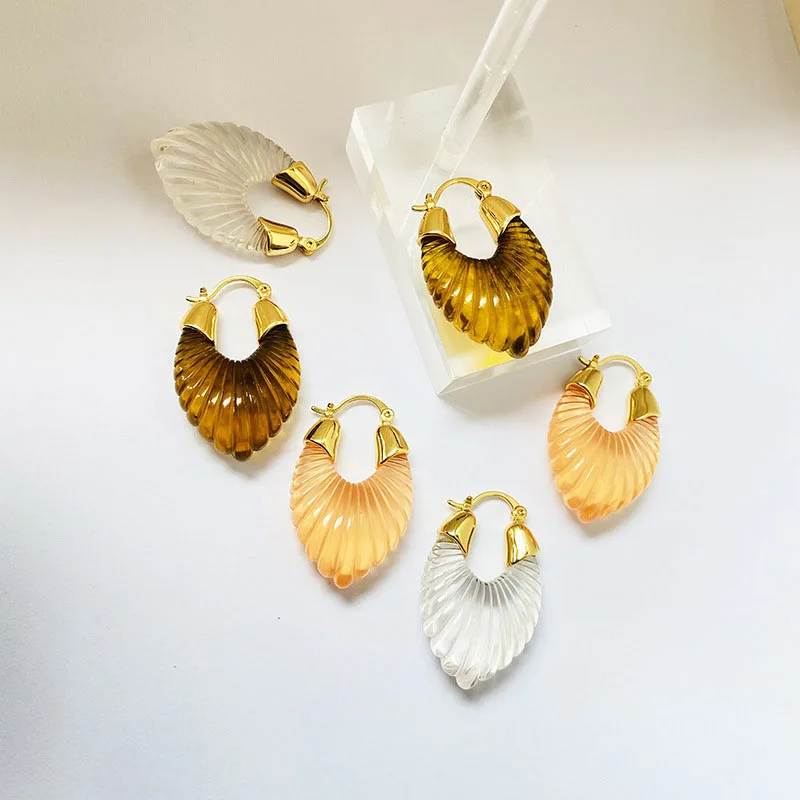 

Серьги U-образные из смолы GHIDBK для женщин и девушек, летние шикарные серьги холодного ветра в стиле Ins, крупные янтарные женские серьги в пода...