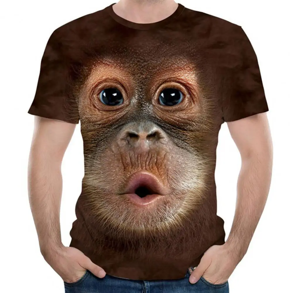 

2021 Summer Printed Animal Monkey T-shirt Short Sleeve Funny Design Casual Tops Tees graphic T-shirt 3D men women T-shirts