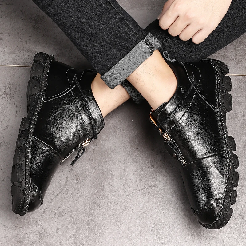 

Casual Boots Men Hot Shoes Casual Sneakers Men Fashion Leather Mens Sports Men's Sale Leisure Black For Man Boots