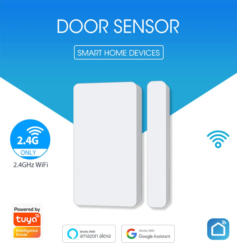 

Tuya Smart WiFi Door Sensor Window Open / Close Detector Alarm Smart Home Security Smart Life APP Works with Alexa Google Home