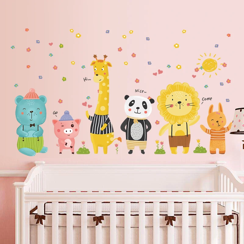 

Cartoon Animals Paradise Wall Stickers TV Sofa Background Home Decor Childrens Room Decoration Toy Bedroom Poster Self-Adhesive