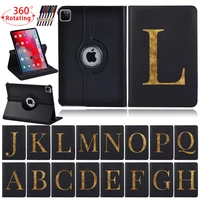 initial name 360 rotating stand tablet case for apple ipad pro 9 7 2015pro 10 5 2017pro 11 2018 2020 26 letter cover case