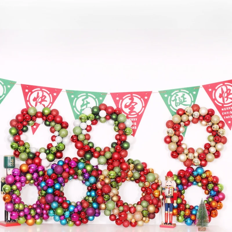 Сверкающий Рождественский шар венок передняя дверь висячая гирлянда