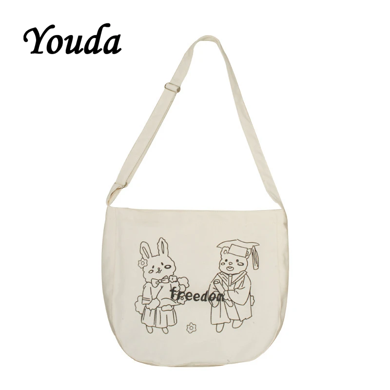 Youda Классический корейский стиль сумки мессенджеры мультяшный узор милая дикая