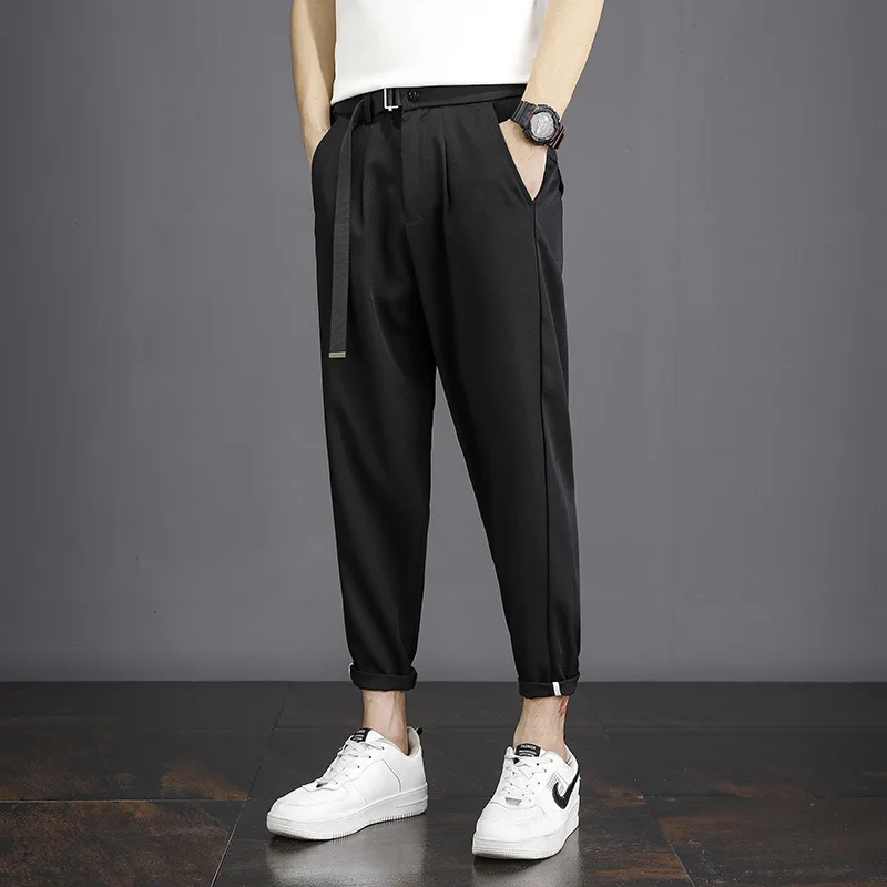 

Men's Thin Business Trousers Male Korean New Fashion Style Young Loose Stretch Casual Handsome Ankle Length Pants Baggy Clothing