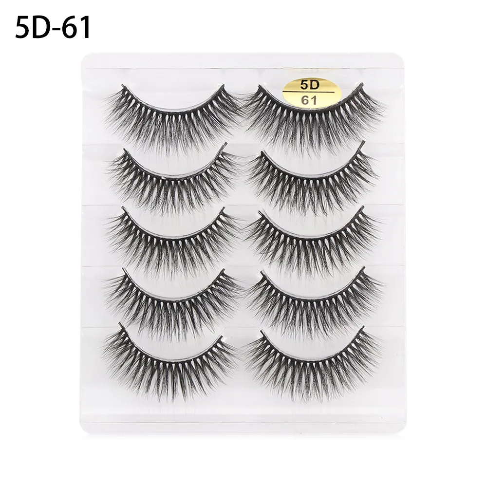 5D-61 5 пар 6D искусственные норковые волосы Накладные ресницы натуральные длинные висячие ресницы ручной работы бескровные крест-накрест ресницы инструменты для макияжа - Цвет: 5D-61