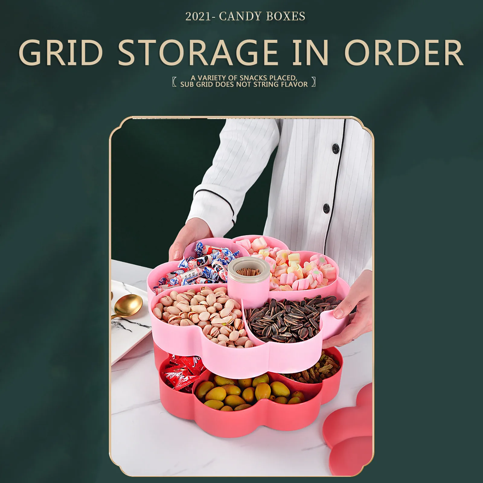 Двухслойная тарелка для конфет и сушеных фруктов креативные вращающиеся