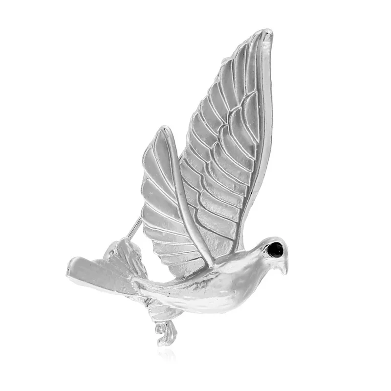 SILVER Модная новинка, Мужская Высококачественная булавка для костюма, рубашки с лацканами, металлические заколки для голубей, птиц, броши, значок, аксессуары для одежды, подарки для мужчин - Окраска металла: SILVER