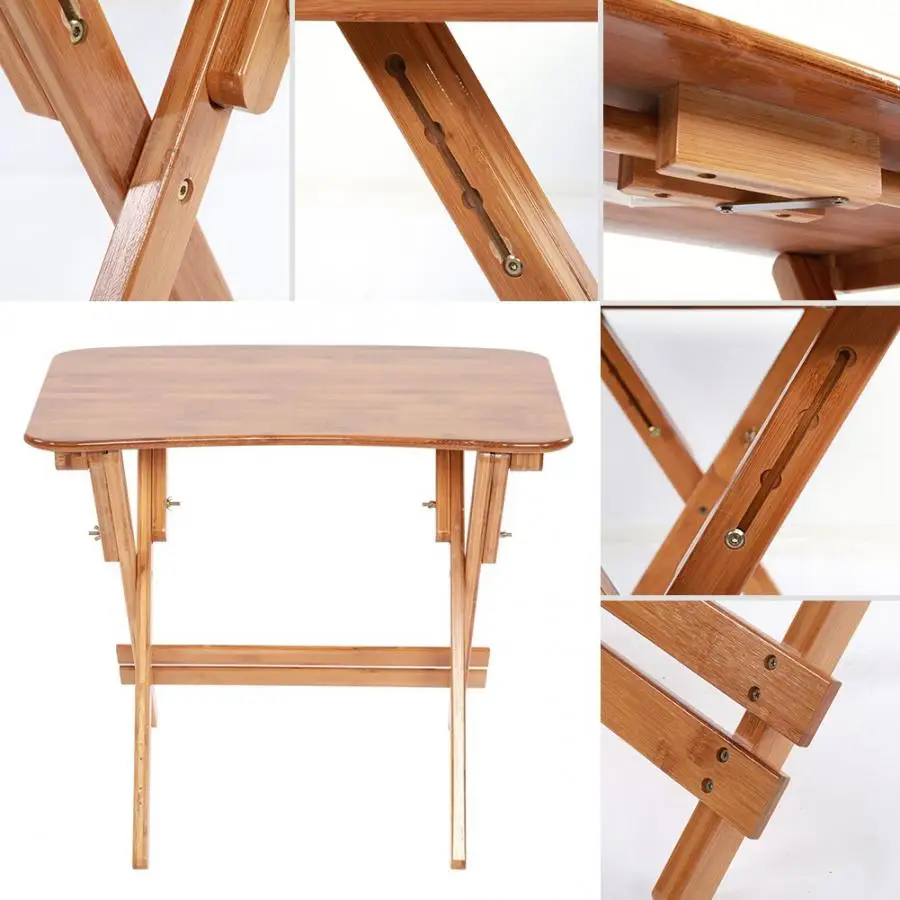 Бамбуковый стол с регулируемой высотой складной Рабочий изогнутыми краями