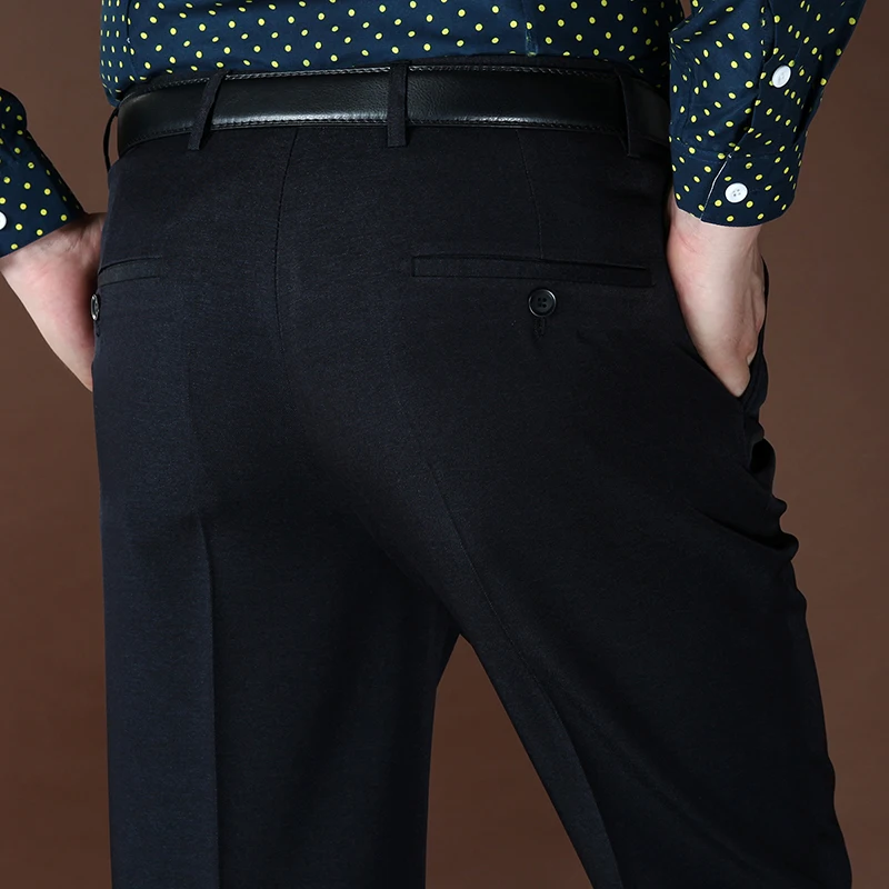 29-44 Classic Business Pants Men Spring Autumn Male Casual Stretch Long Solid Suit Baggy Zipper Straight Office Trousers | Мужская
