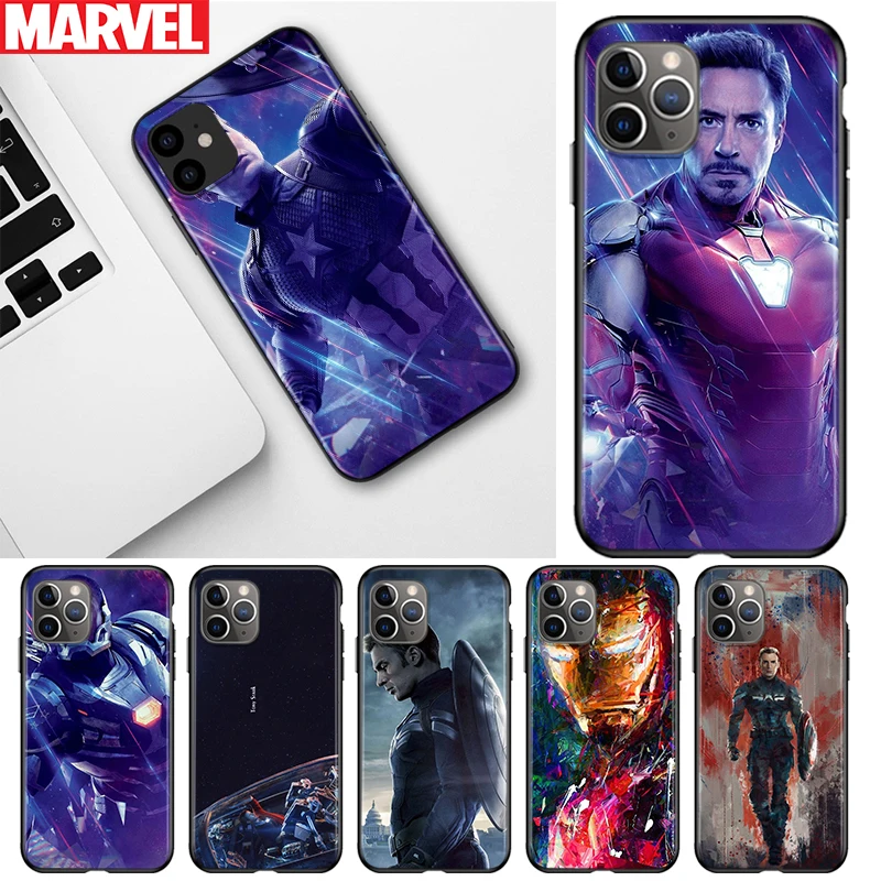 

Avengers super hero cool For Apple iPhone 12 11 Pro Max mini XS Max XR X 8 7 6 6S Plus 5S SE 2020 Black Soft Phone Case