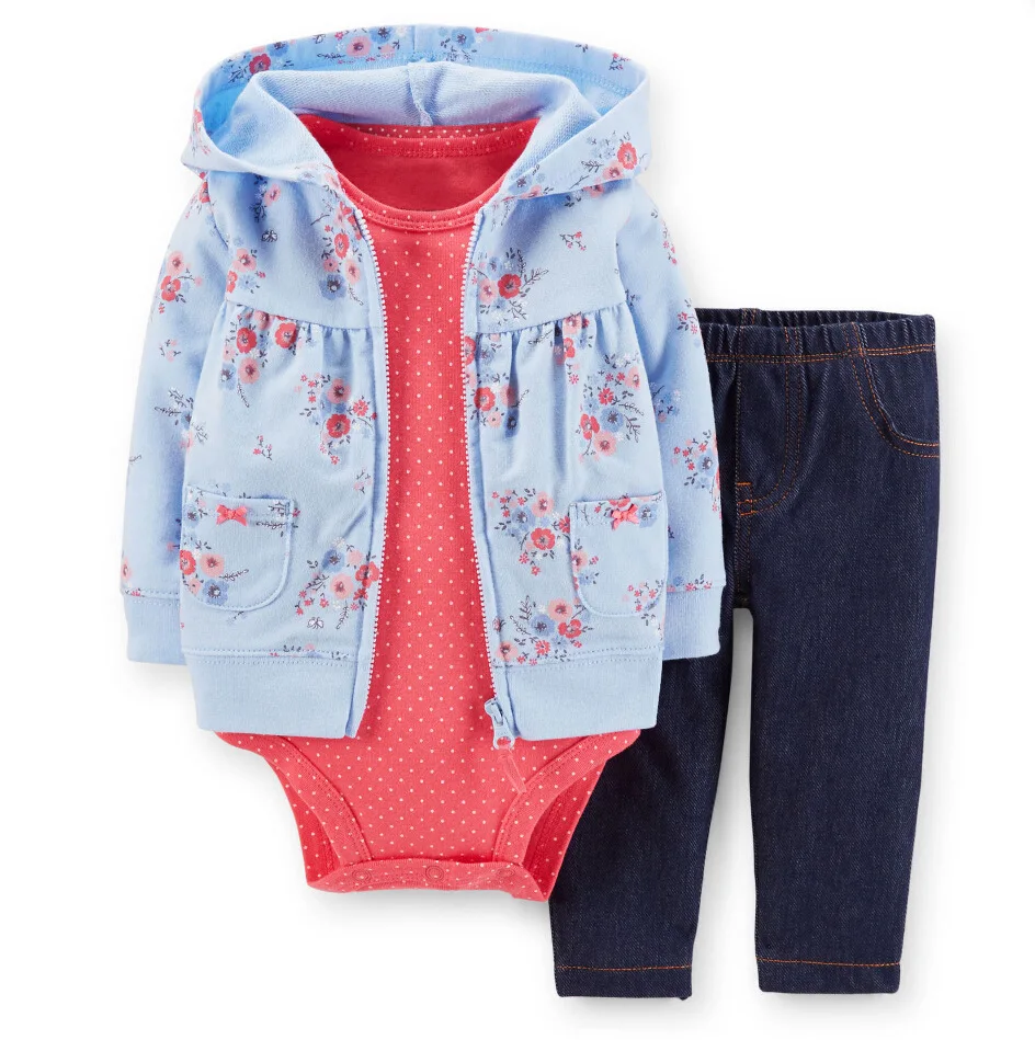 

0-24M High quality A variety of special baby clothes boys and girls long-sleeved hooded sweater romper pants three-piece suit
