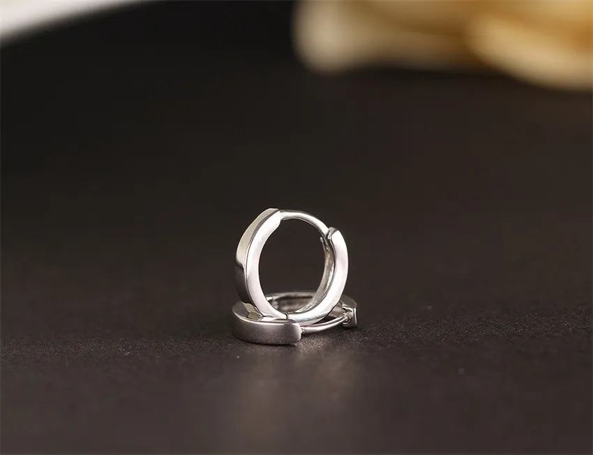 Slim 925 Sterling Silver Gold Color Loop Huggies Circle Small Hoop Earrings For Womens Mens Child Girls Kids Jewelry Aros Aretes