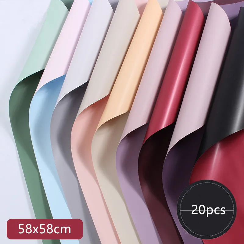 

20 Sheets Korean Style Flower Wrapping Paper 58x58cm Two Color Flower Shop Bouquet Wrapping Paper Supplies