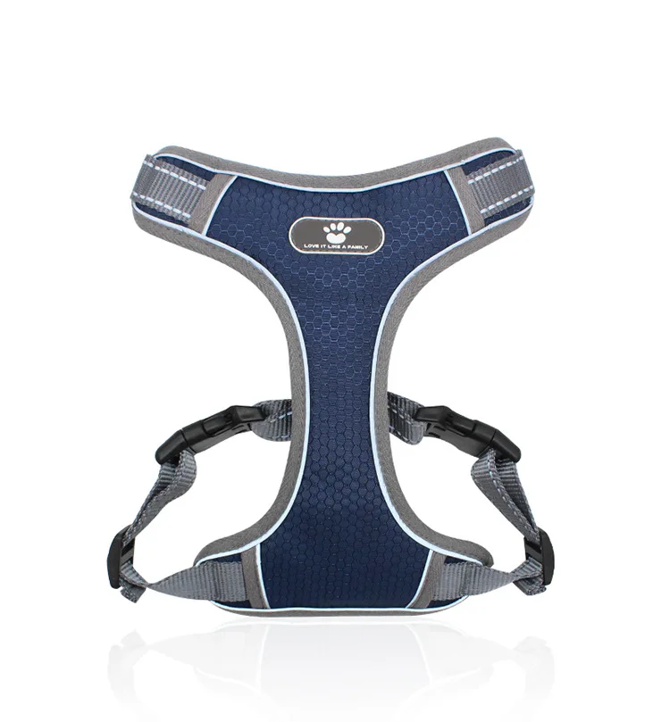 

New style pet chest harness mesh breathable big dog pet chest harness vest-style reflective dog harness
