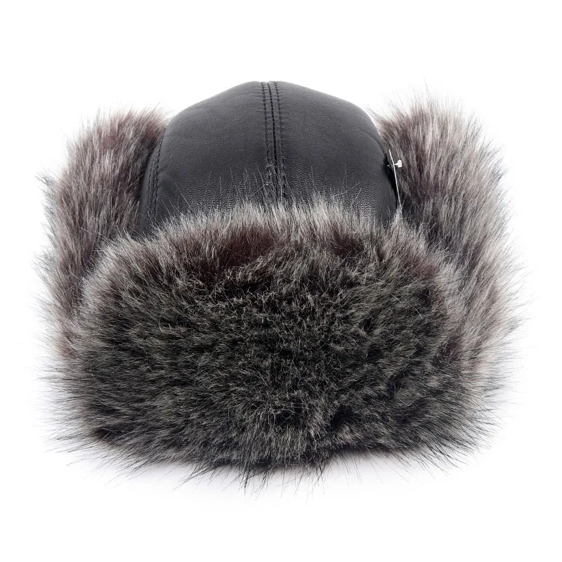 Кожа PU кожи Для мужчин кожаная куртка для Шапки с ухи заслонки русской зимы