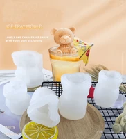 cute animal ice cube mold silicone abrasive 3d ice cube mold bear mold silicone creative coffee milk tea ice cube cold drink