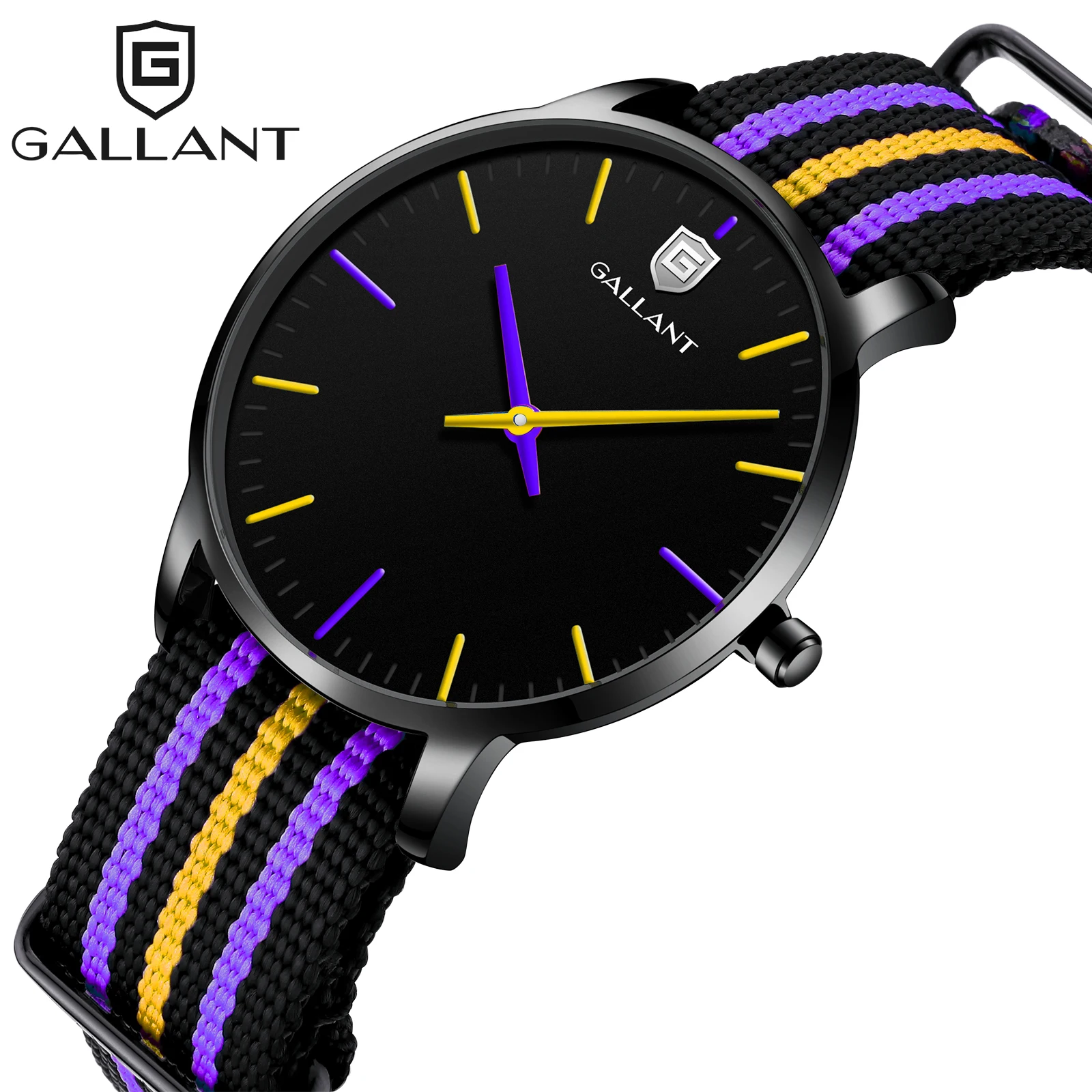 Часы женские кварцевые с нейлоновым ремешком водонепроницаемые фиолетовые