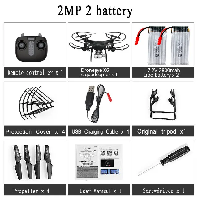 Black 2MP 2Battery Радиоуправляемый Дрон Квадрокоптер с 1080P Wifi FPV Вертолет камеры 20-25 мин Время полета Профессиональный Дрон 720p Квадрокоптер Дрон - Цвет: Black 2MP 2Battery