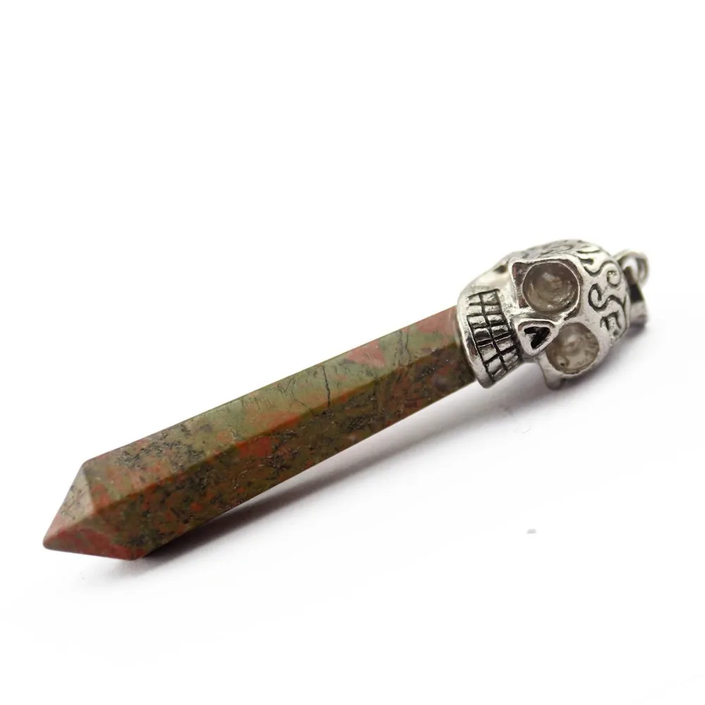 Кулон с шестигранной колонной из натурального кристалла кулон в виде черепа