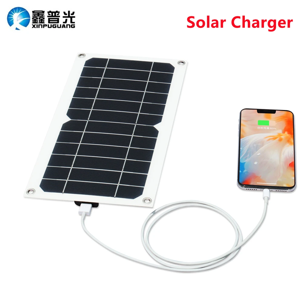 

Portable Solar Charger 5W Flexible Solar Panel 5V 1A USB Output Port for Mobile Phone Charging Outdoor Cycling Climbing Hiking