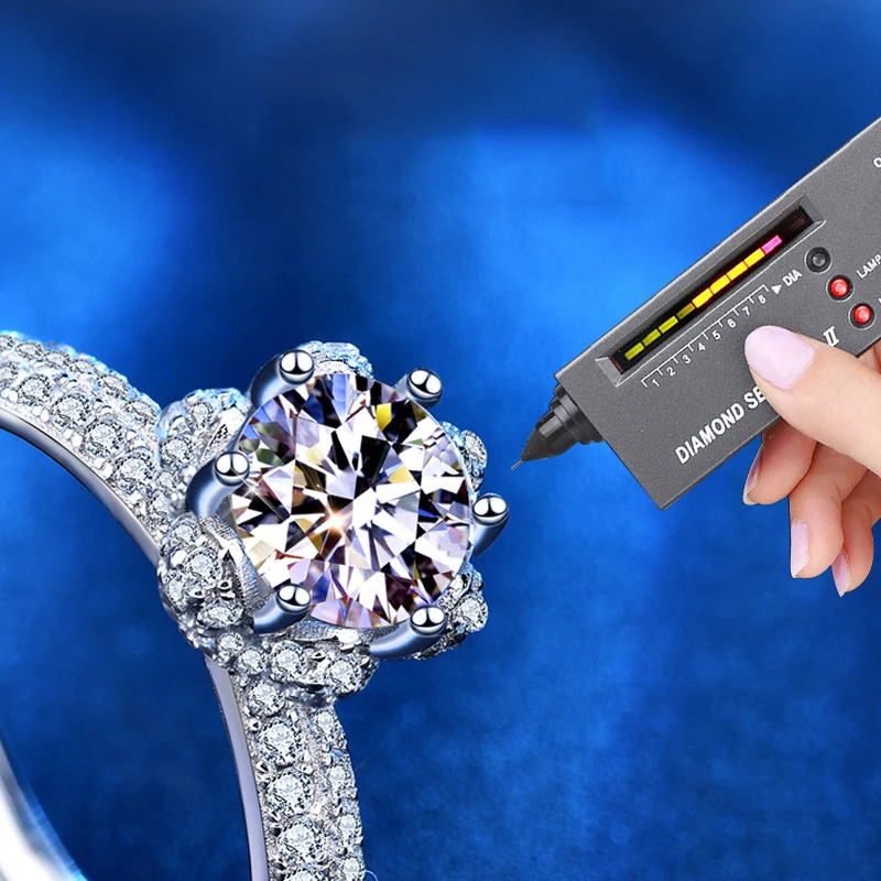 

Moissanite Ring 1ct VVS1 Round Cut D Color Lab Diamond 925 Silver Jewelry Love Token Woman Girlfriend Courtship Gift