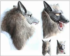 Латексная резиновая маска для косплея головы волка конский волос унисекс