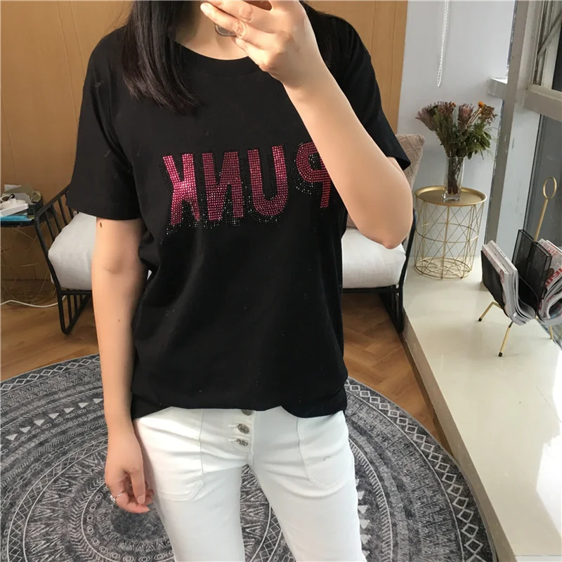 Женская футболка летняя хлопковая с коротким рукавом и буквенным принтом цвет