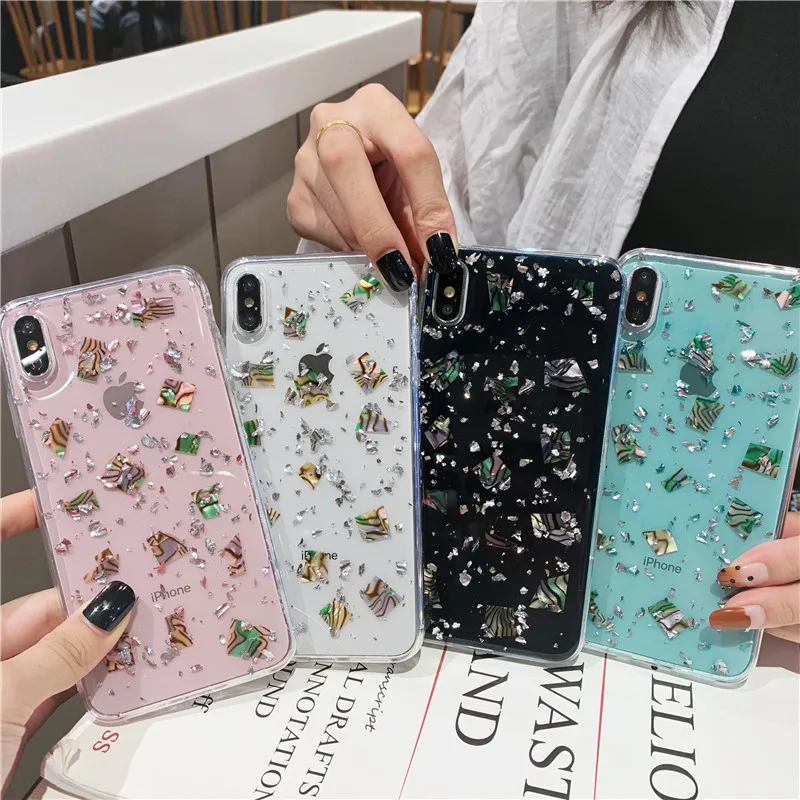 Lovebay чехол для телефона карамельного цвета iPhoe X XS XR Max Shiny Seashell Серебристая фольга