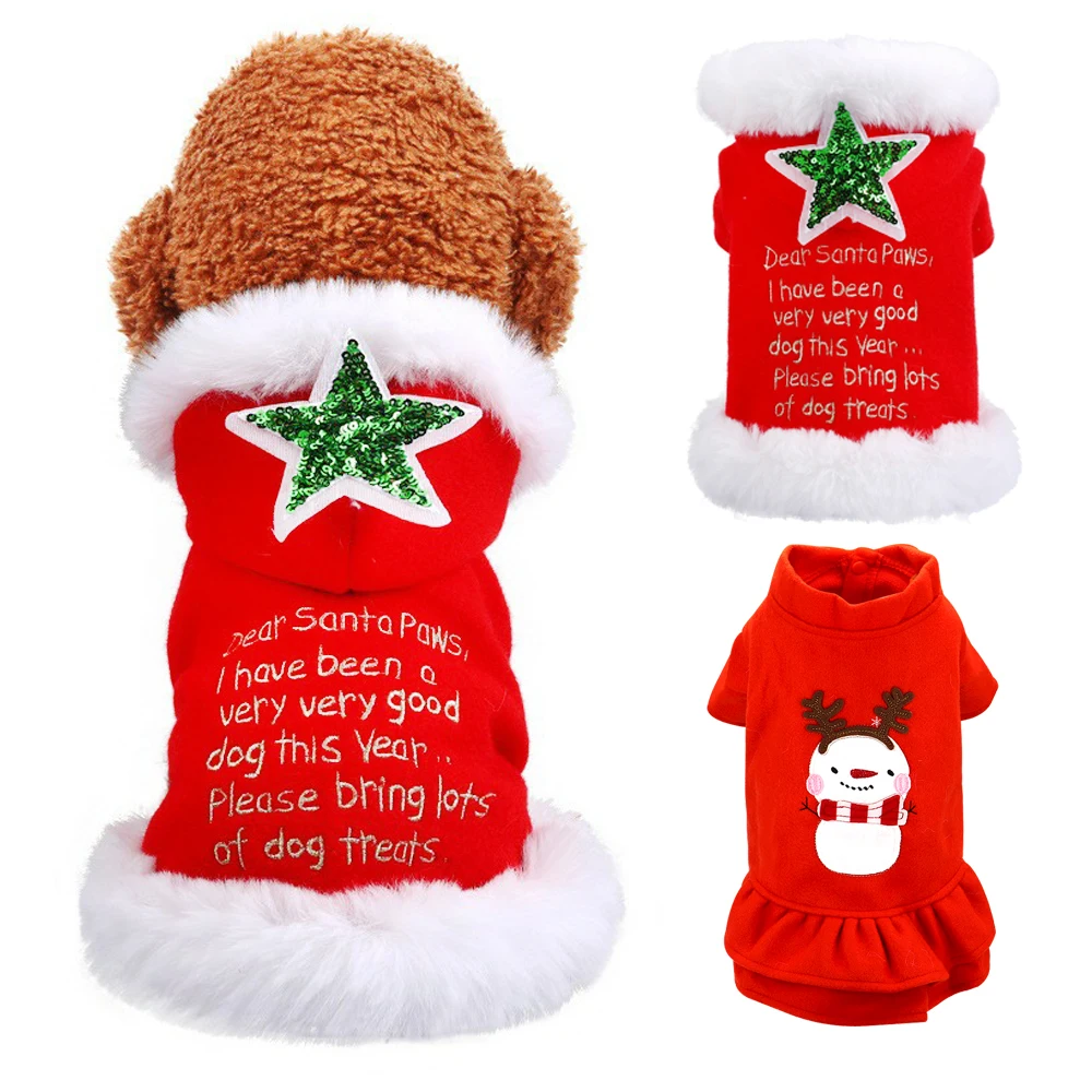 Рождественская одежда для собаки мягкий костюм Санты маленьких больших собак