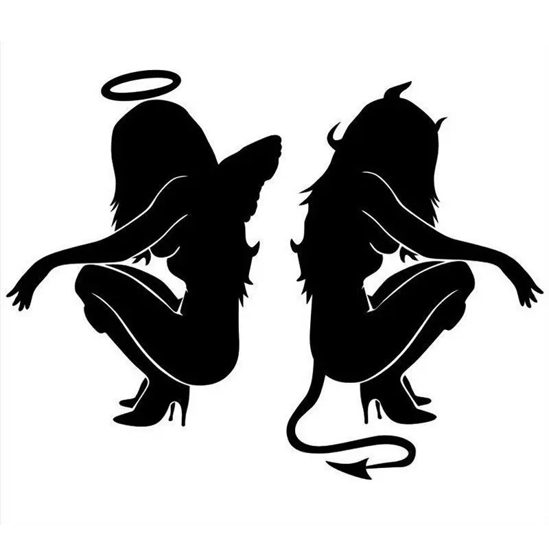 1 шт. черный белый цвет отражающий автомобиль стиль Дьявол Ангел наклейка на