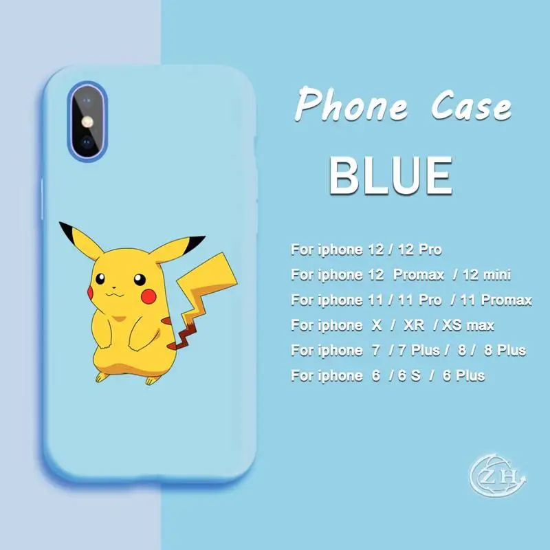 

Pikachu Phone Case Blue For Iphone 12 11 PRO MAX X XS XR 6S 7 8 PLUS SE Cases Cover