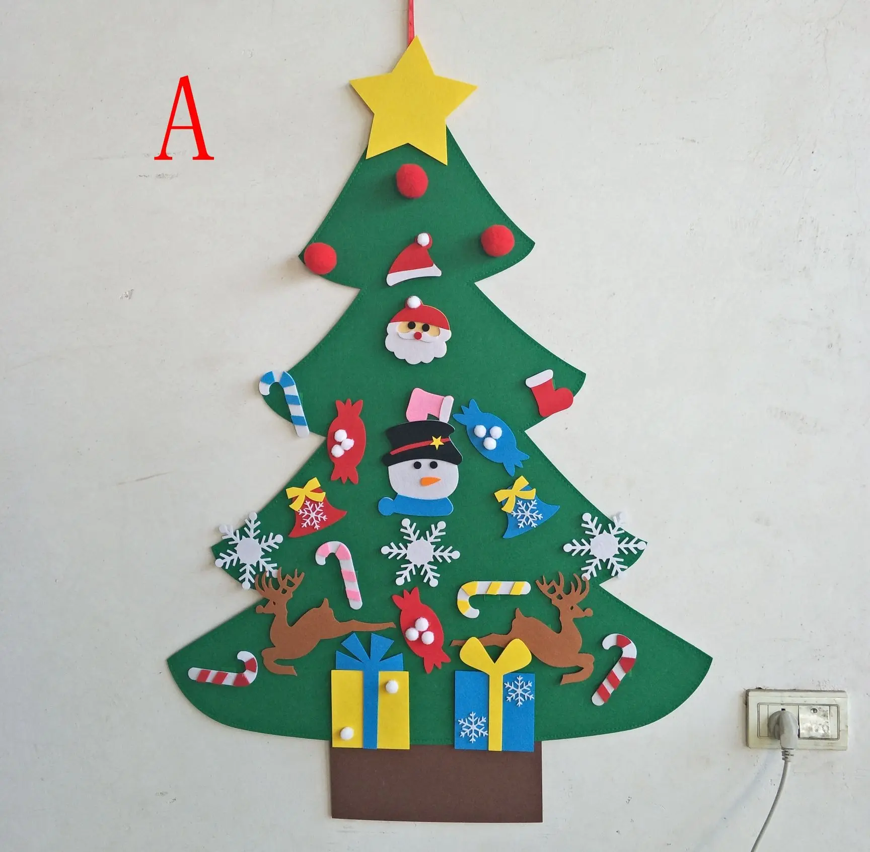 DIY войлочная Рождественская елка, новогодние подарки, детские игрушки, искусственное дерево, настенные подвесные украшения, украшение для рождественской вечеринки - Цвет: Светло-серый
