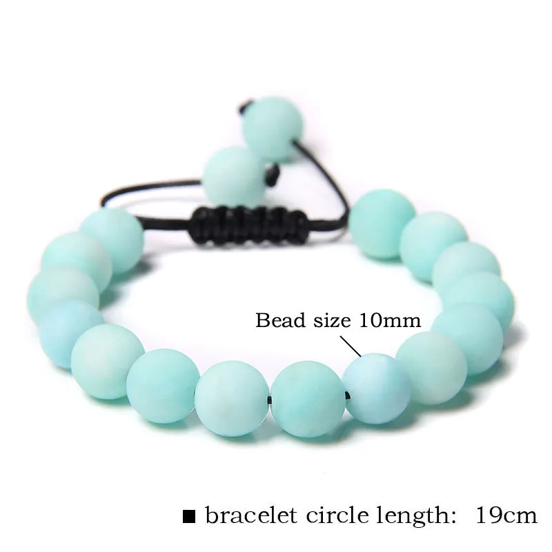 

10mm Beads Bangle Wrap Braided Bangles Couples Chakra Natural Stone Bracelets Men Jewelry Women Rope Weave Bracelet Adjustable