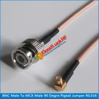 high quality bnc male to mcx male right angle 90 degree plug rf connector rg316 pigtail jumper cable low loss