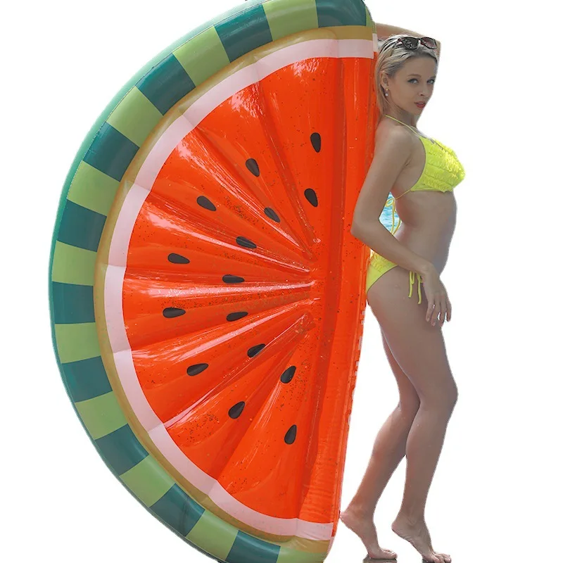 

170*75cm Glitter Half Watermelon Floating Row Adult Air Mattress Bed Water Play Toys Inflatable Swimming Ring PVC