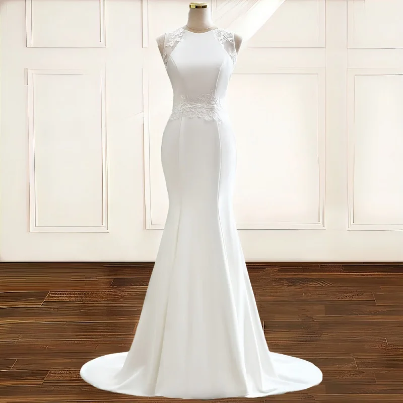 Женское свадебное платье Круглая горловина туфли на шнурках для невесты без