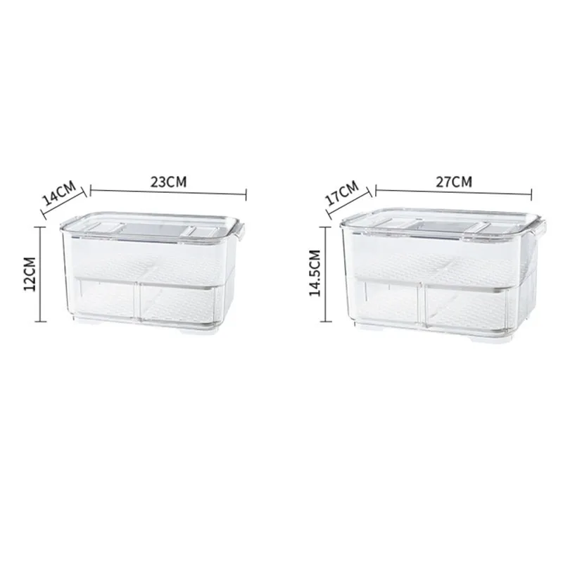 

Fruit and Vegetable Fresh-Keeping Box Plastic Transparent Drain Refrigerator Storage Fresh-Keeping Box with Lid