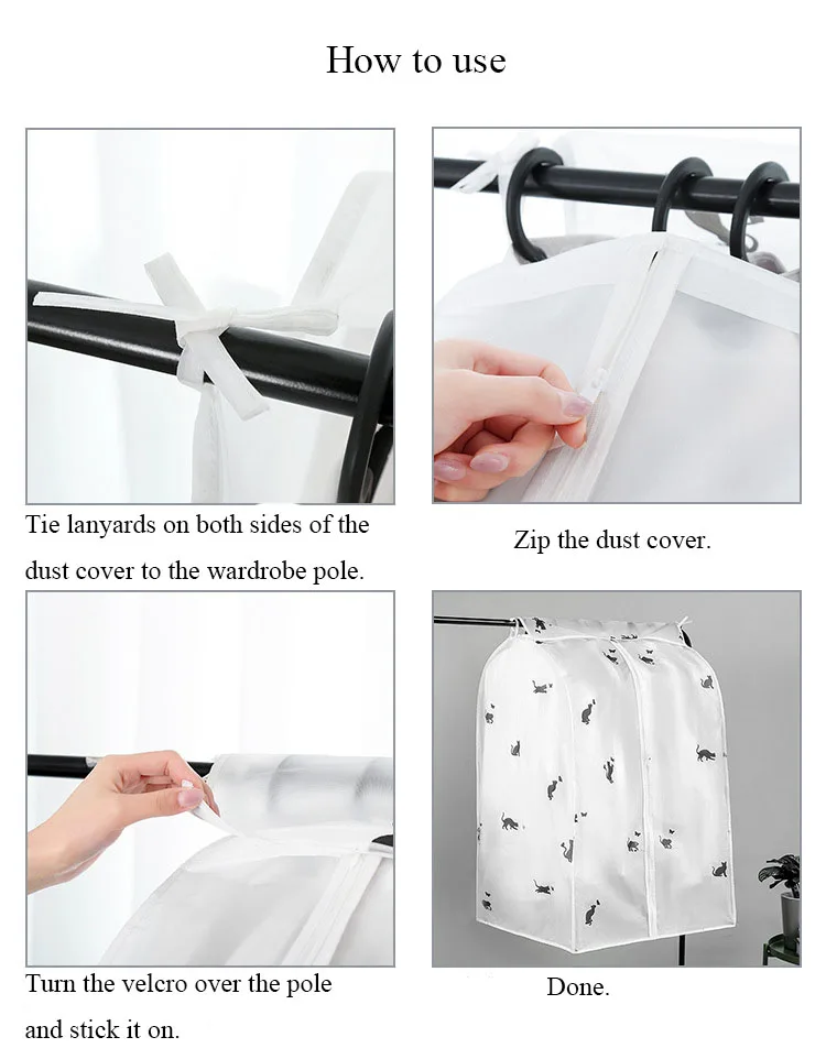 

Thickened PEVA Clothes Dust Cover Washable Dimensional Dust Cover Clothing Organizer Bag Suit Storage Bag Clothes Hanging Bag