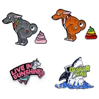 shark dog badges enamel brooches anime badges for clothes women lapel pins vintage brooches gothic decorative badges on backpack