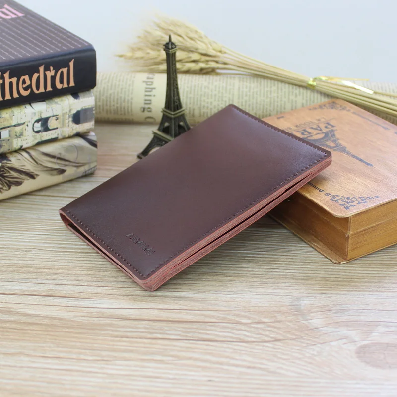 Простая тонкая кожаная сумка для паспорта деловая Женская папка авиабилетов