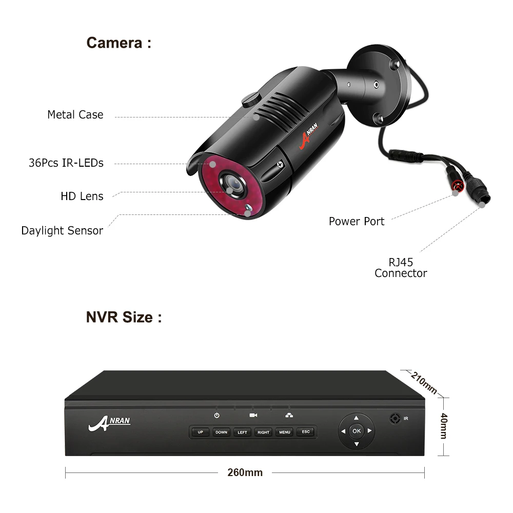 5MP NVR POE Security Camera System Outdoor IR-CUT CCTV Video Surveillance Video Recorder Kit Record Waterproof Night Vision