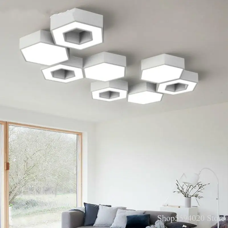 

Hartisan Hexagon Chandelier LED Light Modern In Living Room Kids Bedroom Ceiling Night Light Geometric Decor Indoor Lighting