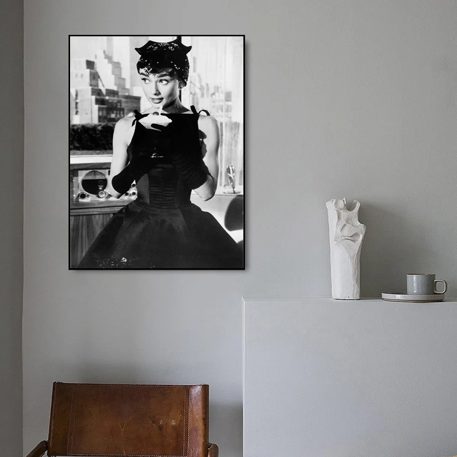 Модный Хэпберн Монро Черно-Белая настенная Картина на холсте скандинавские